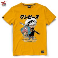 【New】เสื้อยืดผ้าฝ้ายพิมพ์ลาย Dextreme เสื้อวันพีซ T-shirt DOP-1489 One Piece ลาย ช็อปเปอร์และลอว์ Chopper&amp;Law มี สีเหลือง และ