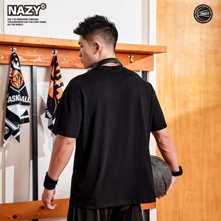 nazy-แบรนด์ยอดนิยมสำหรับฤดูร้อน-t-เสื้อยืดกีฬาแขนสั้นชายเสื้อบาสเก็ตบอลแบบใหม่แมทช์ลุคง่ายซับเหงื่อเสื้อทรงหลวมสำหรับวิ่ง