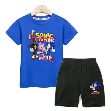 2023 New Girls Boys Sonic Clothing Sets Summer Suit Kids Sports T