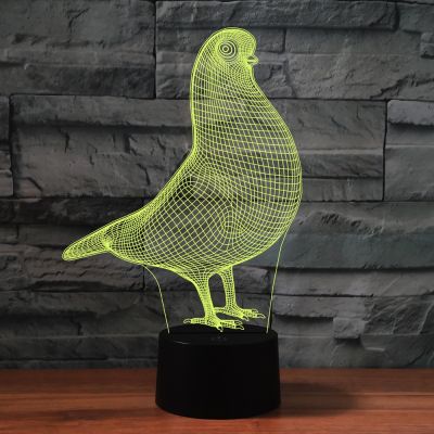 ♂ Pigeon 3d Lamp Led Night Light Remote Control Illusion Nightlight Bedroom Decoration Colorful Dove Night Lamp Gift for Kids