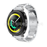 NEW สำหรับ Samsung Samsung Gear Sport สายสแตนเลสหัวเข็มขัดหนังสติ๊กสามลูกปัดโซ่สายเหล็ก