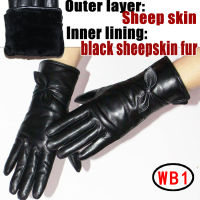 Deerskin pattern male leather gloves sheepskin-fur in one gloves female goatskin sheep Fur Wool gloves winter thickening warm