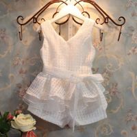 【CC】 Kids Clothing Set Baby White/Purple Shorts Bow Elastic Waist Short Pants Children Outfits