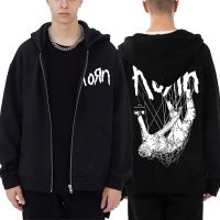 Limited Edition Rock Band Korn Print Zipper Hoodie Mens Casual Zipper Hoodies Man Cotton Zip Sweatshirt Male Oversized Clothing Size XS-4XL