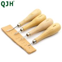 QJH Leather Craft Wooden Diamond Rhombus Awl 3mm 4mm 5-6mm DIY Leather Stitching Sewing Awl Leather craft Punch Tool