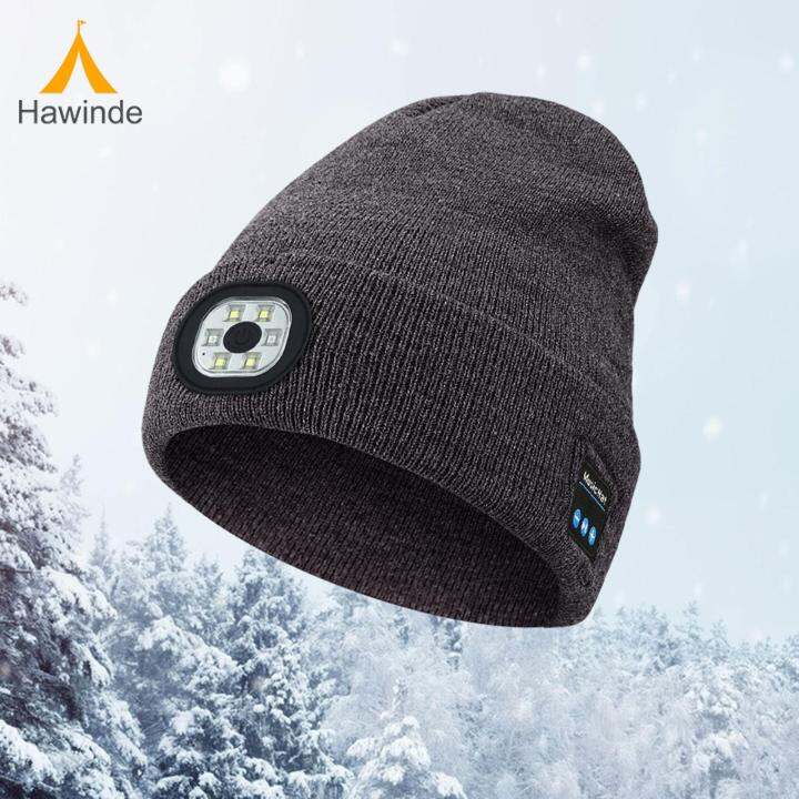 Hawinde Bluetooth Beanie Night Lighted Music Hat Earphones for