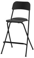 FRANKLIN Bar stool with backrest, foldable, black/black 63 cm (ฟรังค์กลิน เก้าอี้บาร์พับได้, ดำ/ดำ 63 ซม.)