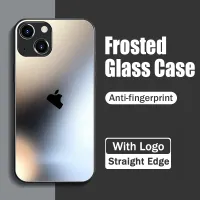 CrashStar With Logo Frosted Glass Phone Case For iPhone 13 12 11 Pro Max XS XR X 8 7 Plus + SE 2020 Square Straight Edge Silicone Add Glass Phone Casing With Full Cover Lens Camera Protection Shockproof Phone Cover Shell Top Seller