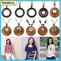 OVERCO ไม้ จี้ เครื่องประดับหญิง อุปกรณ์เสริมคอ ตกแต่งปก จี้เสื้อผ้า สร้อยคอเสื้อกันหนาว สร้อยคอ โซ่เสื้อกันหนาว