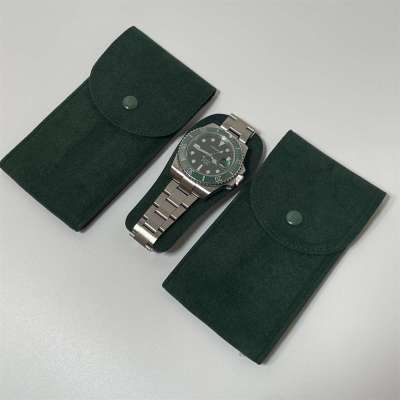 กระเป๋า Jam Tangan Hijau สินค้าเอาต์เล็ตจากโรงงานนาฬิกาของแท้สำหรับป้องกันสีเขียว Gmt ผ้าสักหลาดกระเป๋าถือกระเป๋าช่องเก็บของ