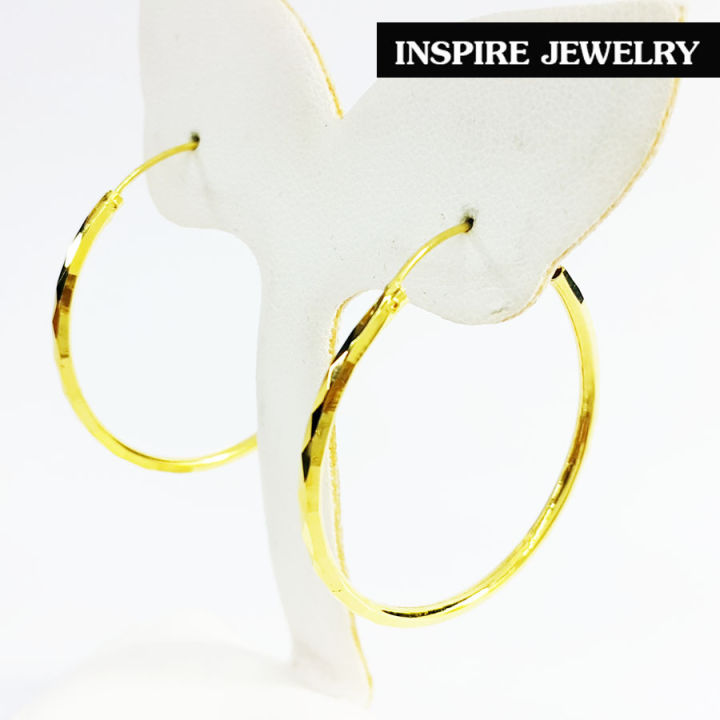 inspire-jewelry-ต่างหูทองตอกลาย-ต่างหูแบบต่างๆ-ห่วง-ปักก้าน-ห่วง-earring-with-gold-plated-gold