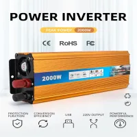 หม้อแปลงแรงดันไฟฟ้ารถยนต์เครื่องแปลงกระแสไฟรถยนต์12V 220V 2000W-500W เครื่องแปลงไฟเครื่องแปลงไฟชาร์จ DC เป็น AC 12V ถึง220V สำหรับแท็บเล็ตโทรได้