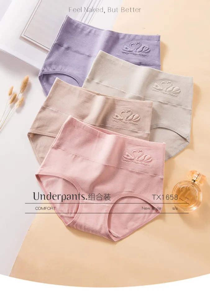Cheap LANGSHA Size M-XXXL High Waist Cotton Panties Women's Underwear  Breathable Girls Briefs 4Pcs/Set