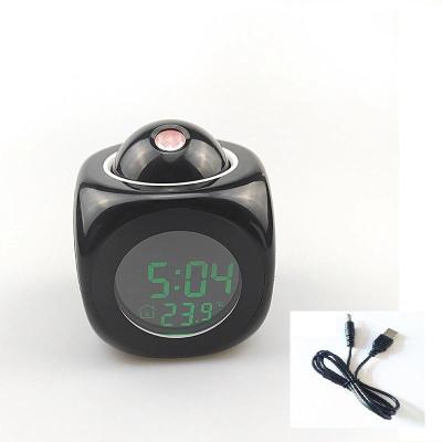 Led Backlit Projection Digital Clock Desktop Office Snooze Temperature Display Language Broadcast Time Alarm Clock