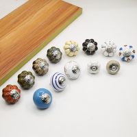 【LZ】﹊  Punch-free Wooden Cabinet Door Handle Cabinet Wardrobe Round Stainless Steel Ceramic Single Hole Pulls Furniture Drawer Handles