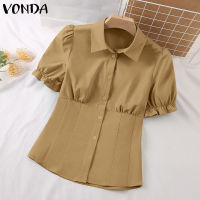 Fancystyle VONDA เสื้อเชิ้ตผู้หญิงหรูหราเก็บเอวเสื้อเบลาส์คอปกเสื้อ (ลายดอกไม้เกาหลี) #2