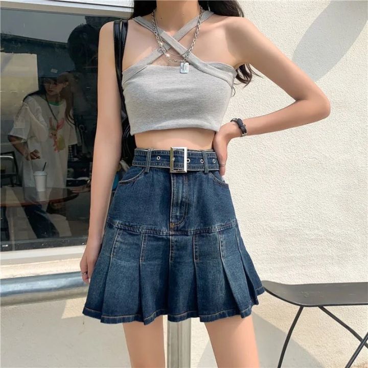HOÀN TIỀN 15  Chân váy jean ngắn có đai eo cao phong cách thời trang cho  nữ  Lazadavn