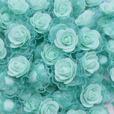 [AYIQ Flower Shop] 20/50ชิ้นโฟมประดิษฐ์ดอกกุหลาบหัวด้วยลูกไม้ตกแต่งงานแต่งงาน DIY สมุดพวงหรีดงานฝีมือตกแต่งบ้านดอกไม้ปลอม