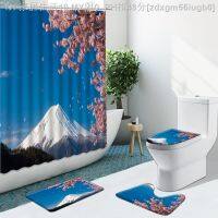 【CW】♕  Mount Shower Curtain Attic Pavilion Non-Slip Rugs Toilet Cover Set