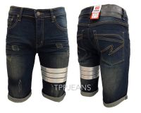 TPPJEANS Shorts Mens DS กางเกงยีนส์ขาสั้นผ้ายืดชายสีบลูฟอกสนิม ทรงสลิม คาดหนังเงิน ทรงสลิมสวย Size 28-36 รับชำระปลายทาง