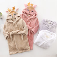 Autumn Winter Children Sleepwear Robe Flannel Hooded Warm Bathrobe Kids Pajamas For Boys &amp; Girls Lovely Cartoon Animals Robes