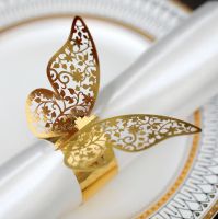 12Pcs 4D Glitter Shiny Butterfly Napkin Ring Holder Wedding Decoration Tableware Bridal Engagement Valentines Day Party Supplies