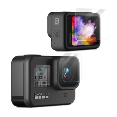 สำหรับ GoPro HERO8สีดำเลนส์กล้องถ่ายรูป HD ฟิล์มป้องกัน + จอแสดงผล LCD ป้องกันจอ HD