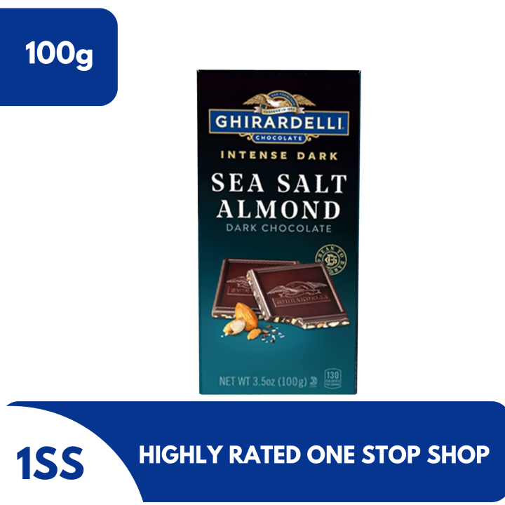 Ghirardelli Intense Dark Sea Salt Almond Dark Chocolate, 100g | Lazada PH