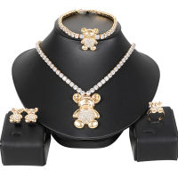 HOT Dubai gold jewelry sets for women wedding gifts Africa Party bear Necklace ring earrings celet set Nigeria jewellery