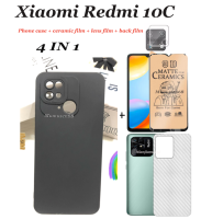 4 In 1สำหรับ Xiaomi Redmi 10C 10A 9A 9C Candy สีซิลิโคนนุ่ม + หน้าจอเซรามิคฟิล์ม + ฟิล์มเลนส์ +