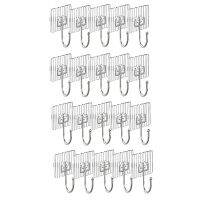 20PCS Acrylic Sticky Adhesive Hooks Heavy Duty 44Lb(Max) Waterproof for Hanging for Bathroom,Kitchen