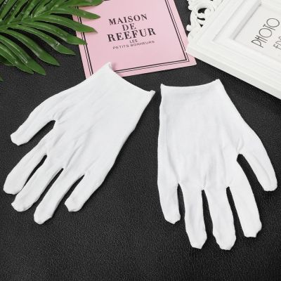 1Pair White Cotton Anti-sweat Work Gloves Soft Thin Coin Jewelry Silver Inspection Quality Work Gloves