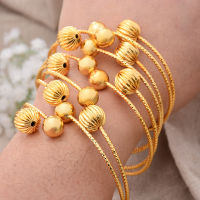 4Pcslot Dubai France Luxury Female Bead Gold Color Bangles For Women Bride Wedding Bracelet Bijoux Africaine Dubai Jewelry