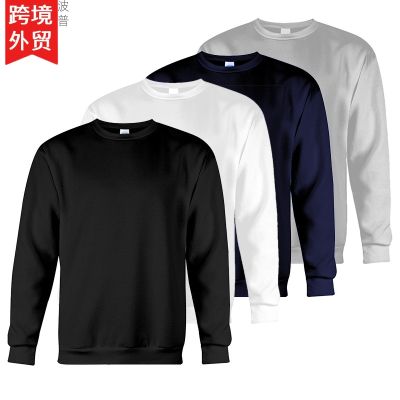 [COD] High-quality cross-border European size spring and autumn mens loose round neck sweater solid pullover casual sweatshirt foreign trade