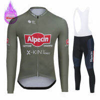 Alpecin Fenix ฤดูหนาวความร้อนขนแกะขี่จักรยานเสื้อผ้าผู้ชายแขนยาวย์สูทกลางแจ้งขี่ MTB เสื้อผ้าเอี๊ยมกางเกงชุดย้าย ~.