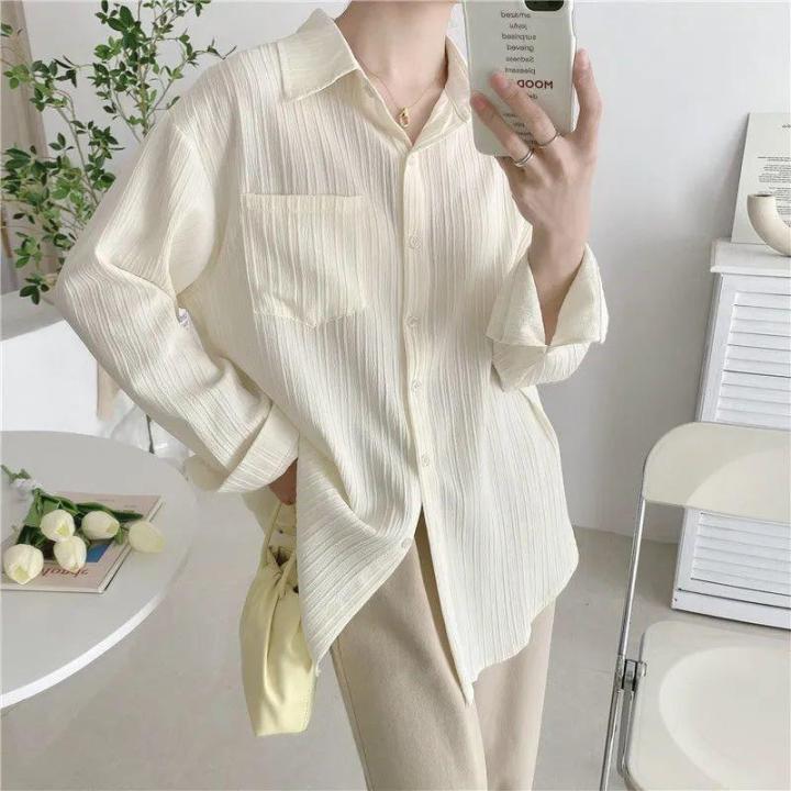 free-shipping-for-one-piece-long-sleeve-thin-type-sunscreen-striped-shirt-top-womens-design-sense-summer-loose-shirt-coat-2023