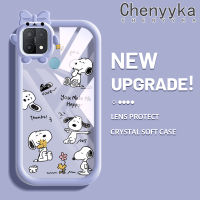 เคส Chenyyka สำหรับ OPPO A15 A35 A15s 4G เคสลายการ์ตูนสนูปี้สีสันสดใสกันกระแทกเคสโทรศัพท์โปร่งใสสร้างสรรค์เคสเลนส์กล้องถ่ายรูปสัตว์ประหลาดน้อยปลอกซิลิโคนใส