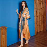 QSROCIO High Quality Womens Pajamas Robe Luxury Style Sleepwear Silk Like Bathrobe Casual Homewear New Nightwear пижама женская