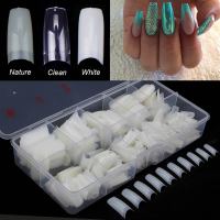 500PcsBox Acrylic Tips Transparent Nail Capsule Fake Artifical Fingernails Soft Gel Full Cover Coffin Nail Tips Manicure Tools