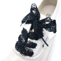 3CM Width Lace Shoelaces 80CM/100CM/120CM Length Leisure Shoes Woman Shoe Laces Fashion Black White Shoelace 1 Pair