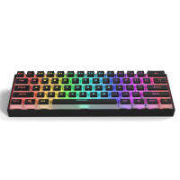 PK61 61 Keys RGB Mechanical Keyboard Type-C Line Separation Wired Gaming Keyboard For WindowsMacIOSLinux - Black