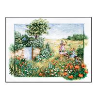 【hot】卐  Embroidery Scenic 3-Strand 11CT Printed Cotton Fabric Room