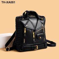 European station unisex shoulder bag ins trendy fashion personality lapel motorcycle anti-theft stereotyped jacket backpack