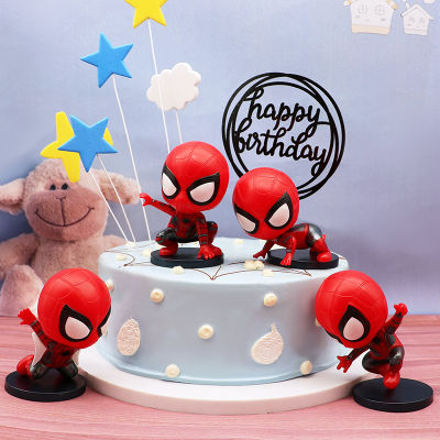 4 ชิ้นสำหรับ for Spiderman Expedition Avengers ตุ๊กตาทำมือของเล่นตกแต่งเค้ก