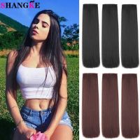 SHANGKE Synthetic Long Straight Hair Extension Clip In Hairpiece Natural Black Brown For Black Women High Temperature Fiber
