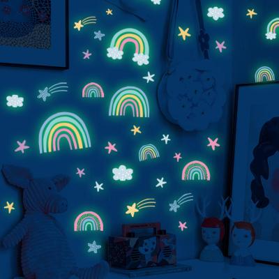 Self-adhesive Wallpaper Rainbow Wall Sticker Rainbow Living Room Bedroom Clouds Childrens Decoration Stars Room Wallpaper X4E8