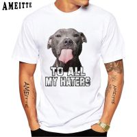 Pitbull T-shirt | Dog Joking | Tops Tees | Haters - New Summer Men Short Sleeve Funny Dog XS-6XL