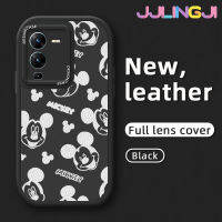 Jlingji เคสสำหรับ VIVO V25 Pro 5G S15 Pro 5G กระแสแฟชั่นรูปแบบมิกกี้เมาส์ใหม่โทรศัพท์ดีไซน์ด้านข้างฝาครอบ Lensa Kontak หนังดีไซน์ใหม่กล้องบางป้องกันเคสกันกระแทก