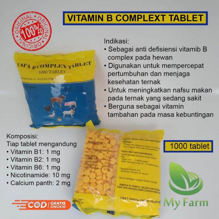 Vitamin Usfa B Complek Isi 1000 Tablet Obat Multivitamin Untuk Hewan ...