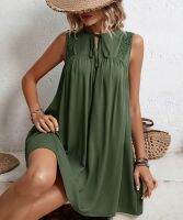 【YF】 Midi Dress Women Sexy Green Spaghetti Strap Summer Pleat Empire Party All-match Elasticity Female Casual Aesthetic Dresses